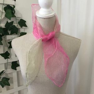 Retro Groovy Sheer Scarf Light Lime and Pink Fairy vibes One Size